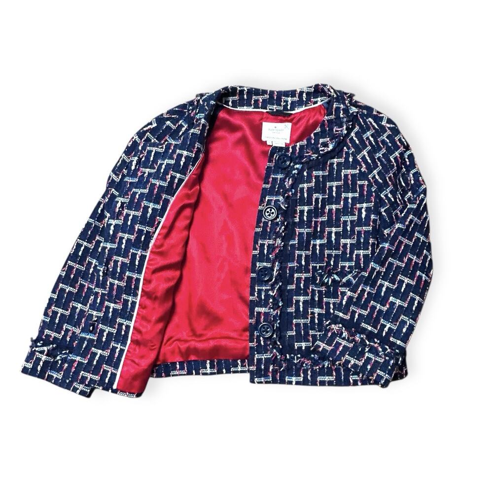 Kate Spade New York Darby Tweed Blue Button Up Cropped Jacket Size‎ 6